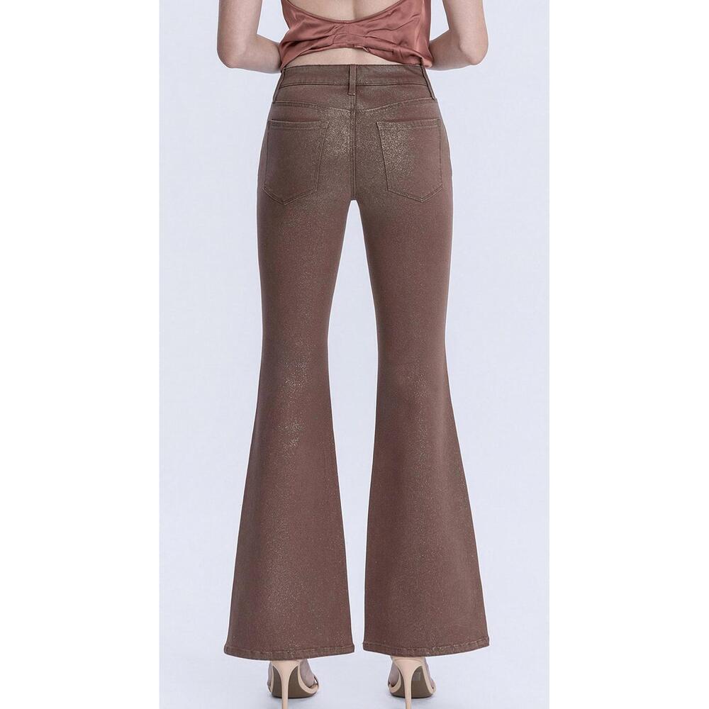 NEW VERVET BY FLYING MONKEY alison mid-rise glitter jean in coco gold - Picture 8 of 8